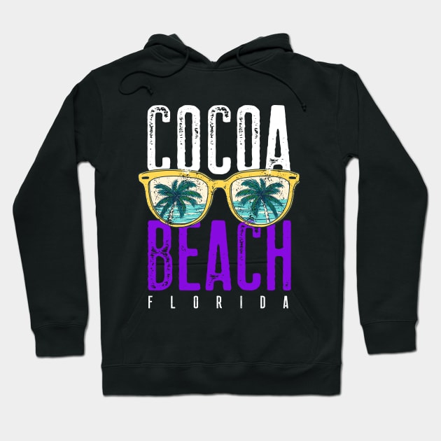 Cocoa Beach Florida Gifts Palm Trees Retro Souvenirs Cocoa Beach Florida Hoodie by Happy Lime